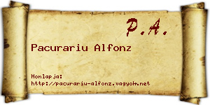 Pacurariu Alfonz névjegykártya